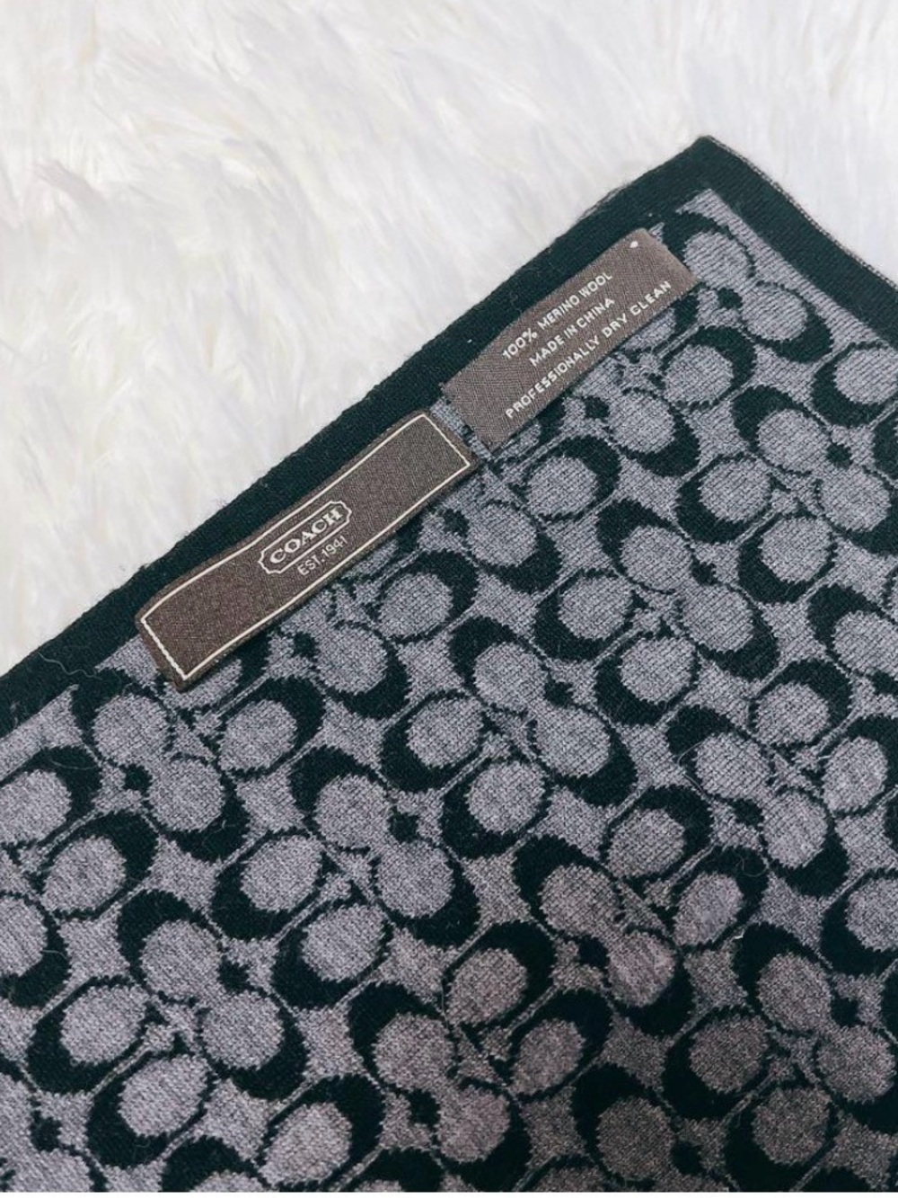 Coach Black & Gray Signature Jacquard Scarf